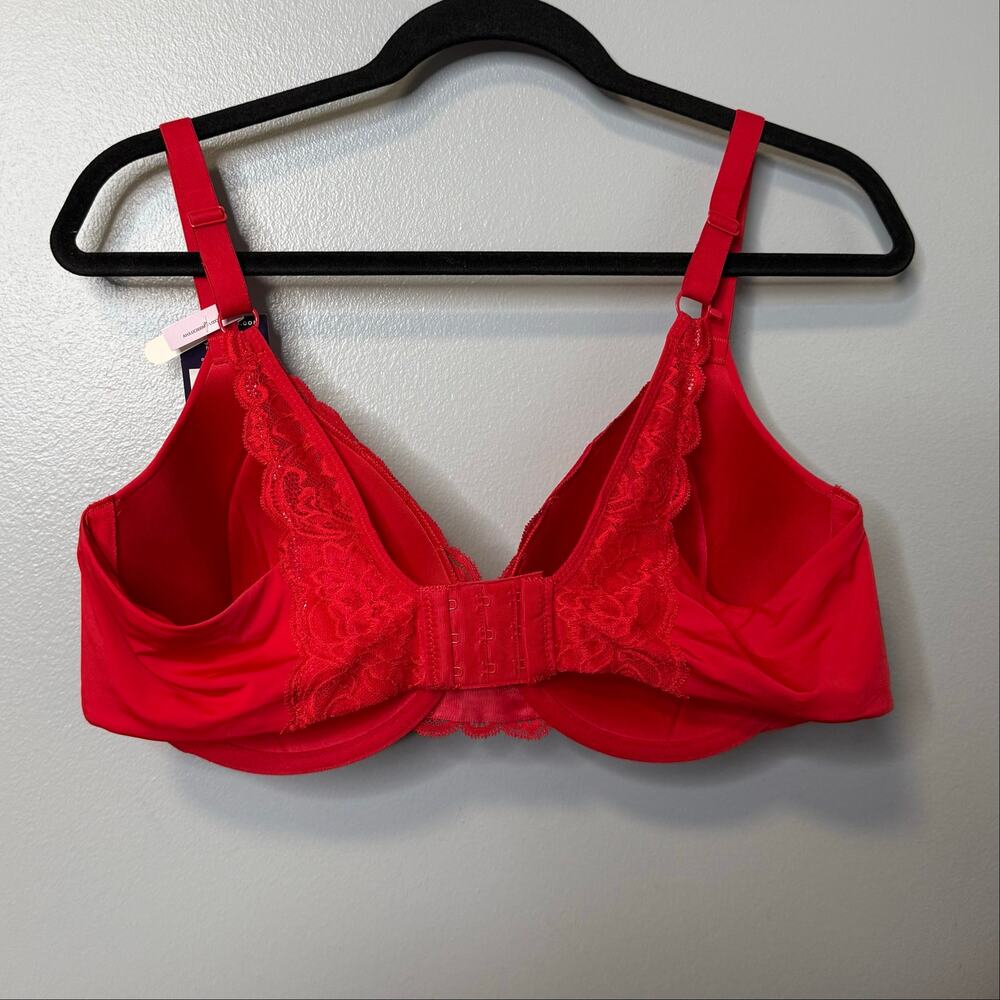 Maidenform Red Lace Comfort Devotion T-Shirt Underwire Bra NEW 40D - Picture 4 of 4
